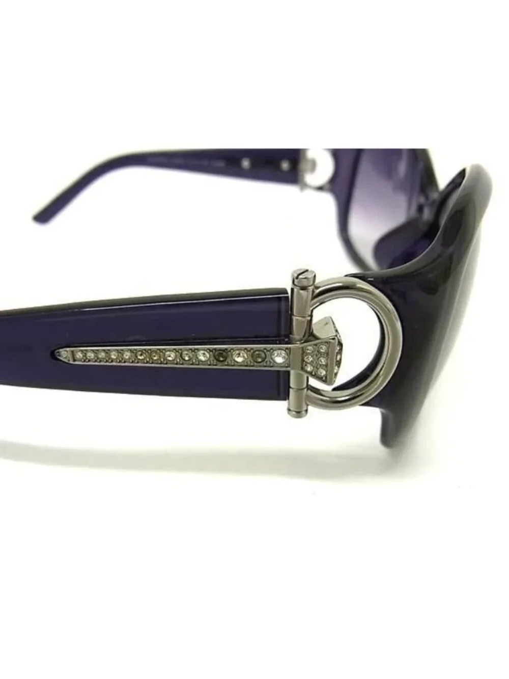 Gucci Sunglasses S Purple Lens Clear Gradation Acetate Rhinestone Eyewear